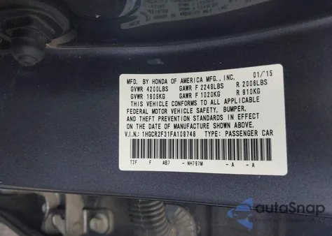 2015 Honda Accord Lx from USA, damaged, VIN 1HGCR2F31FA109748
